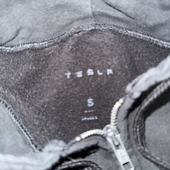 Tesla Full Zip Hoodie Black Small 17x22 - Picture 3 of 3